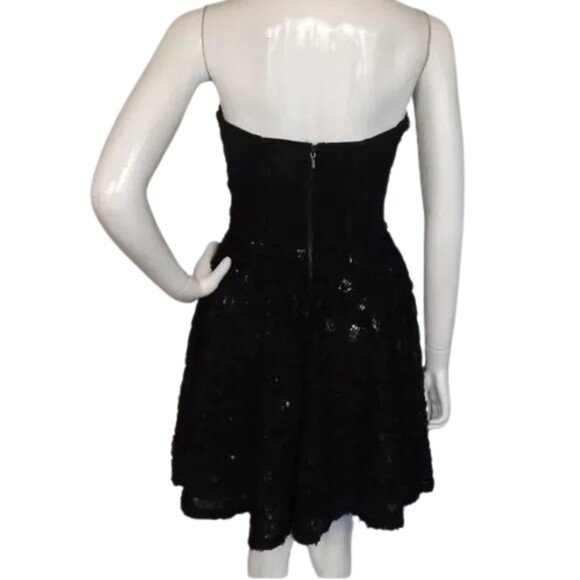 BEBE Cocktail Dress, XS, Mini F&F, Black Rosettes, Sequins, Strapless, Party - Picture 8 of 16